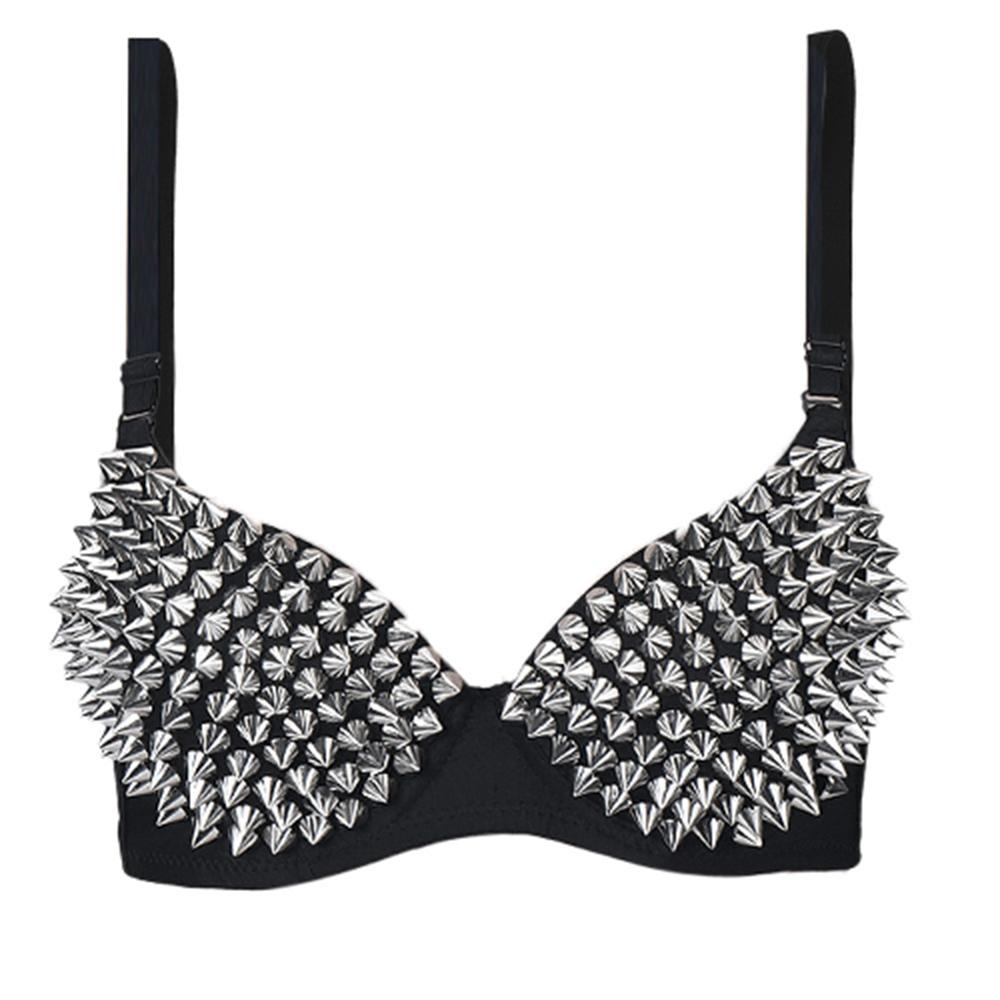 Sexy Dessous Sexy Damen Strass Abdeckung BH Top Nieten Nieten Silber Plunge Drahtlos Bügel Mode Pailletten Abdeckung Top