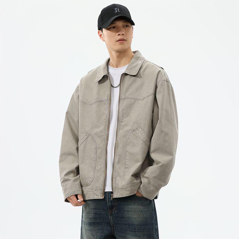 Men s Autumn/Winter Retro Patchwork Workwear Jacket 3XL