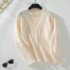 Autumn Winter Vintage Loose Knitwear Pullover Sweater Long Sleeve Solid Color Top O Neck