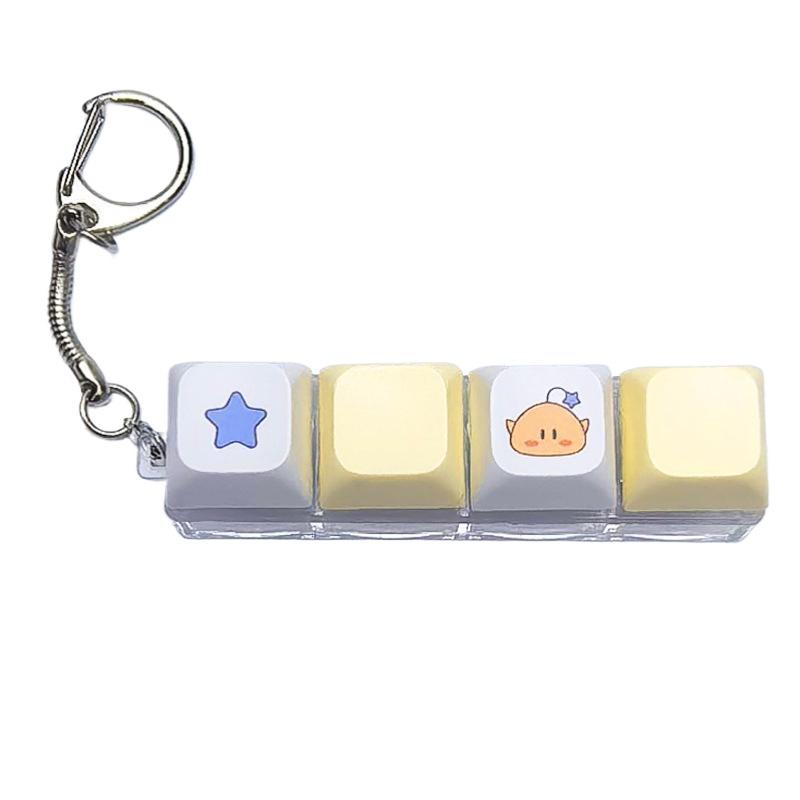 *4Keys Mechanical Keyboard Keychain Fidget Toy,Stress Relief Finger Press Button Anti-Anxiety Office Calming Decompression Toy