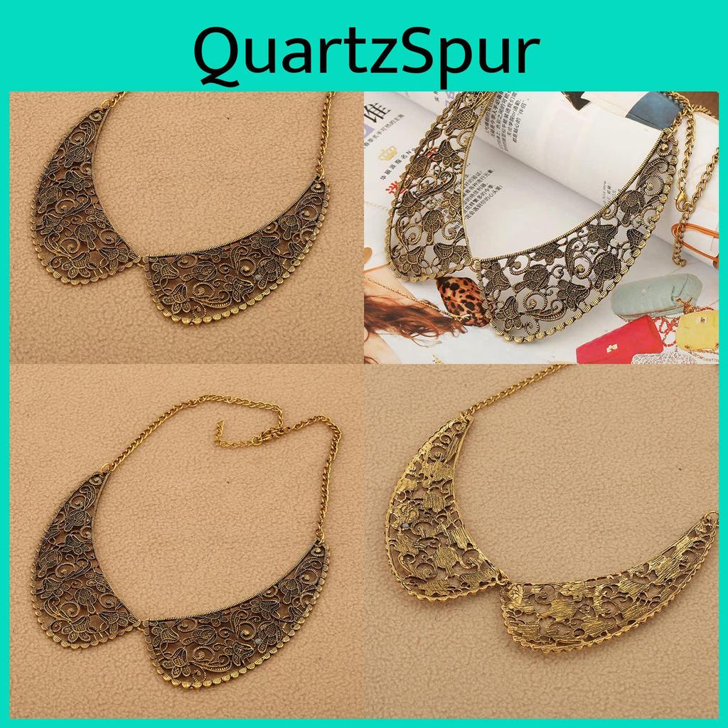 Vintage Alloy Hollow Out Necklace With Gold Finish For Artistic Fashion Enthusiasts