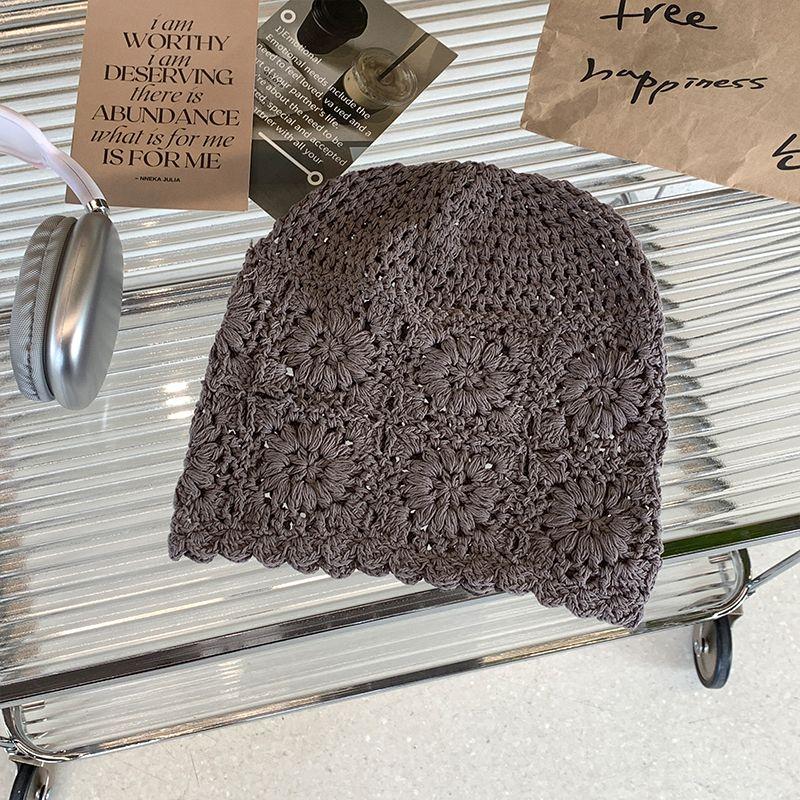 Japanese Style Handwoven Head Wrap Hat Women's Spring Autumn Thin Hollow Wool Hat Retro Literary Knit Slouchy Hat