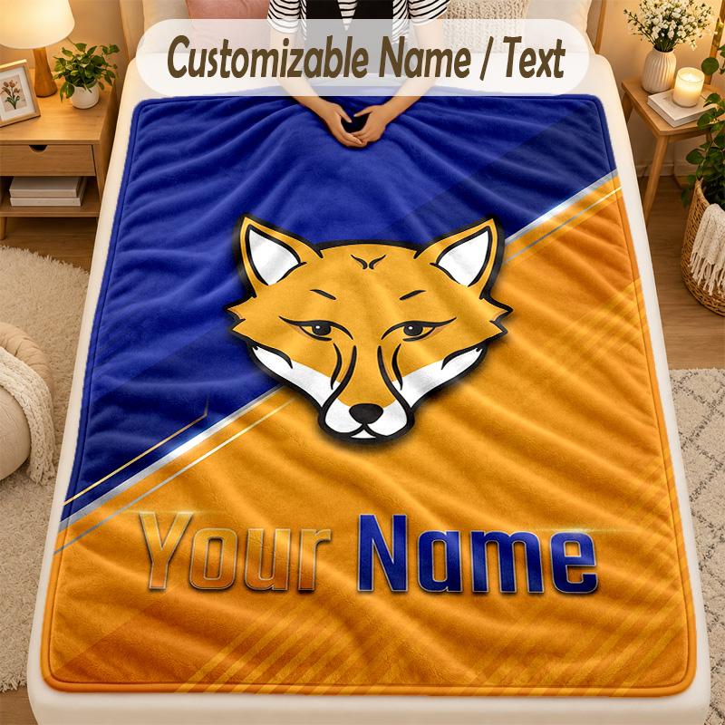 Flannel BlanketLeicester City Custom Name Text Personalized Soft Warm Throw Blanket Home Decor Gift