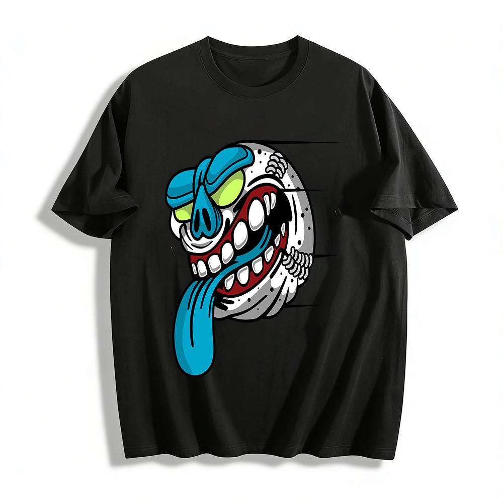 

Goofy Racing Tire Fun Print Short Sleeve Top Pure cotton T-shirt XXS