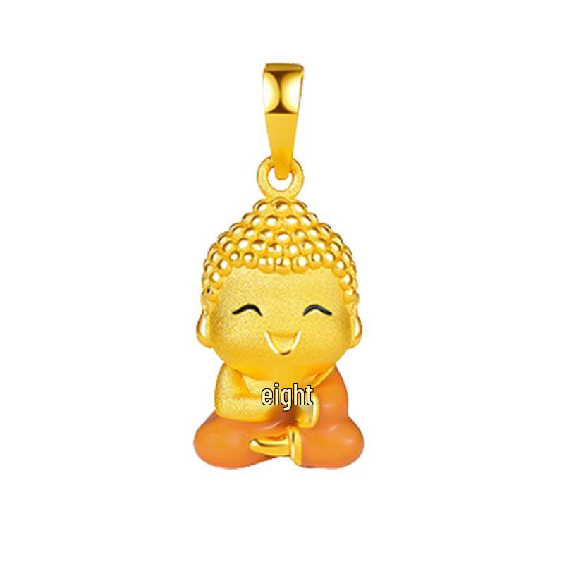 Vietnamese Gold-Plated Buddha & Guanyin Pendant Necklace - Enamel Ingot God of Wealth Design for Men and Women