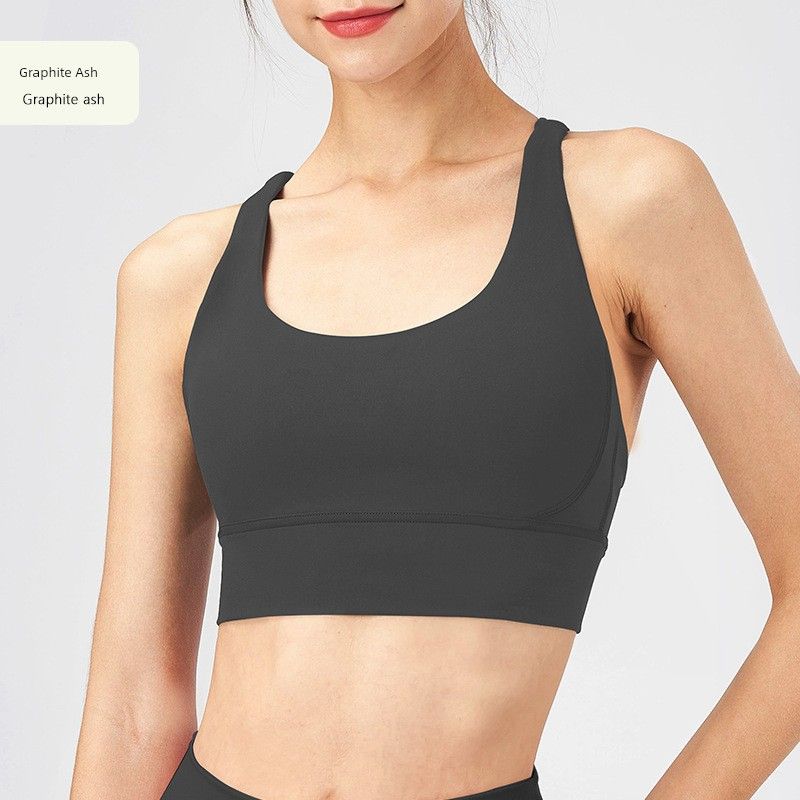 Particularly Fashionable Yoga Clothes Nude Feel Yoga Vest Women's Summer with Chest Pad Sports Intimates Cross Back Shaping Shockproof