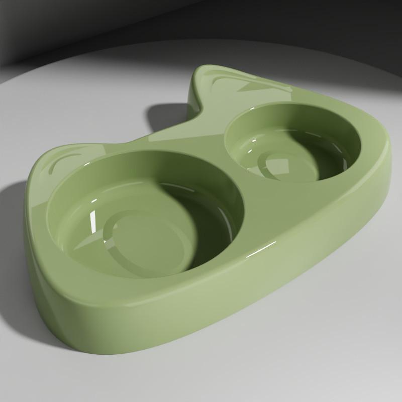 Pet Feeding Bowl With Dual Compartments And Nonslip Stainless Steel Design For Pets Eyes Green