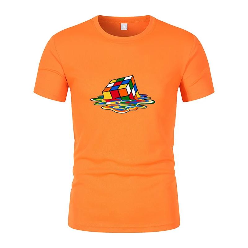 Summer New Fashionable And Interesting Rubik'S Printed Men'S Short-Sleeved T-Shirt Harajuku Street Casual Unisex Sports Top