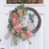 AEE4-Easter Wreath For Front Door Decoration Easter Egg Bunny Flower Garland For Front Door Art Decor Spring Door Wall Window