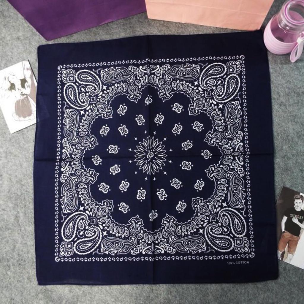 kakatrend bandana paisley 100% cotton navy blue adult bandana handkerchief cotton bandana unisex durag large size men's navy 55cm x 55cm