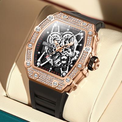 New Men's Watch ONOLA Fashion Luxury Diamond Inlaid Design Quartz Waterproof Tape Watches Men