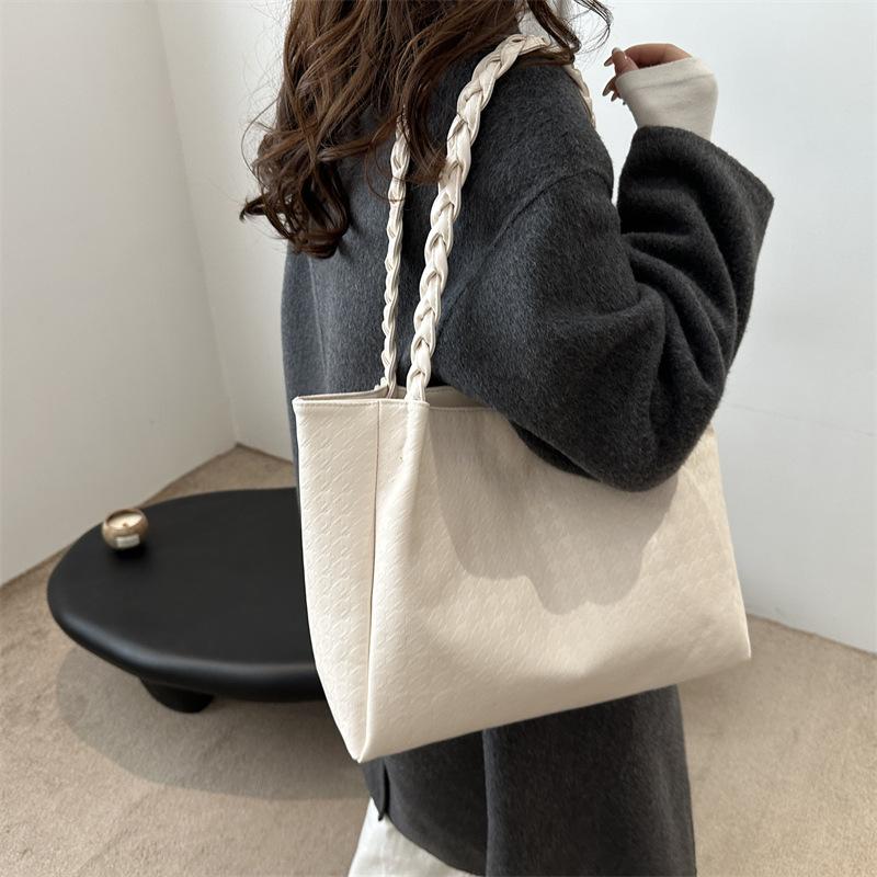 Fashion Retro Weaving Sense 225 New Trend Large Capacity Tote Solid Color Portable Shoulder Bag