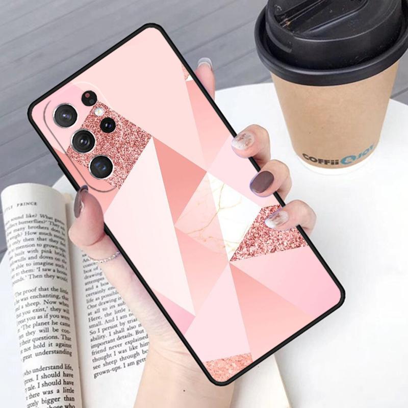 Pink Gold Marble Art Phone Case Cover For Samsung Galaxy S24 S25 Ultra S21 S22 Ultra S10E Note 10 Plus Note 20 FE S23