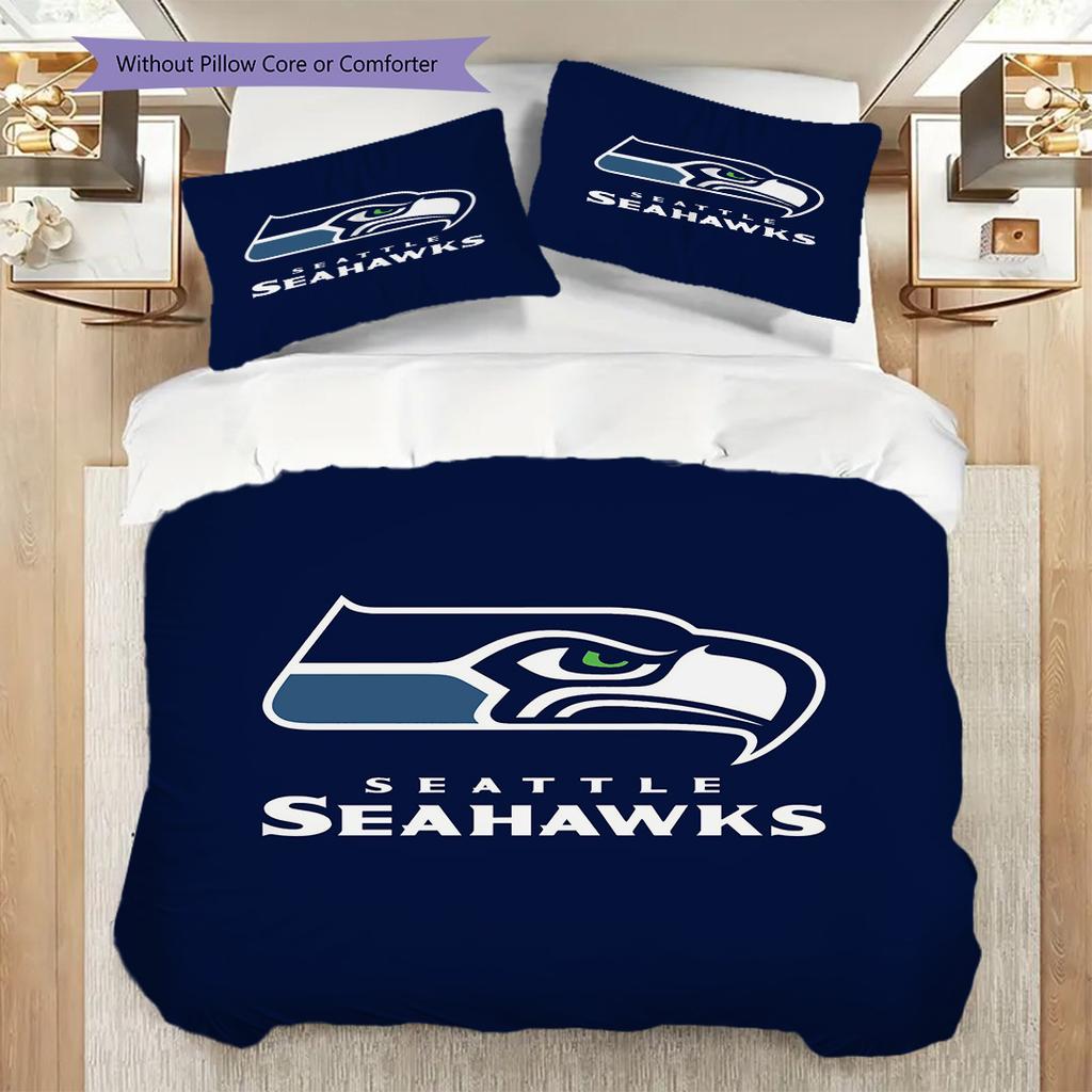 Seattle Seahawks Pattern Bedding Quilt Set Quilt Cover Pillowcase Home Decoration Birthday Gift (1 * Duvet Cover + 2 * Pillowcase, Without Core)