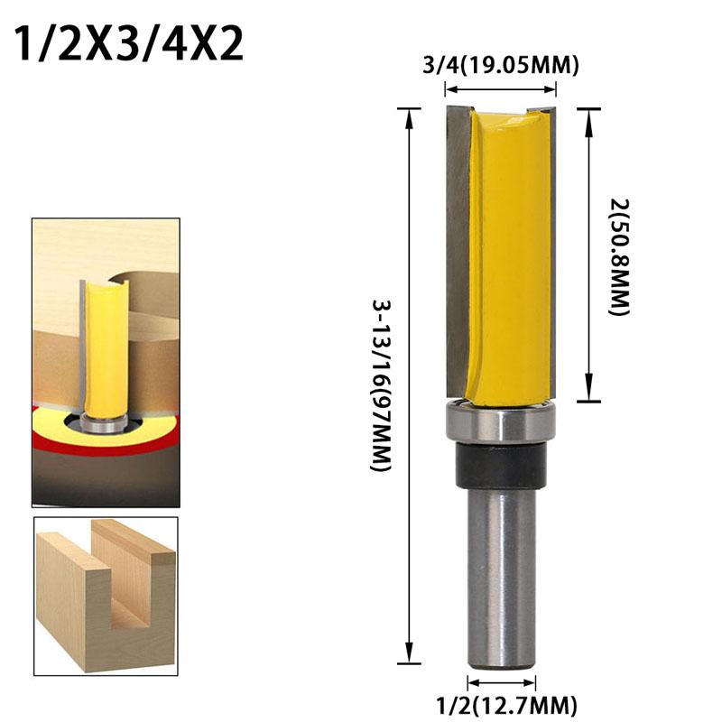 1pc 12mm 12.7mm Shank Template Trim Hinge Mortising Router Bit Straight End Mill Tenon Woodworking Tools