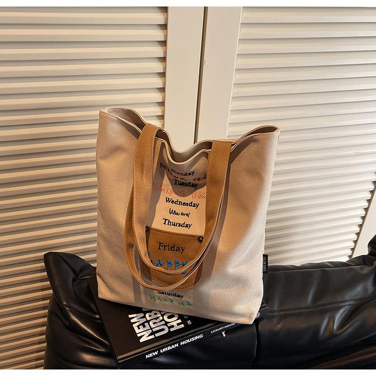

Niche versatile handbag alphabet canvas cloth bag spring new environmentally friendly cloth bag women s shoulder bag new