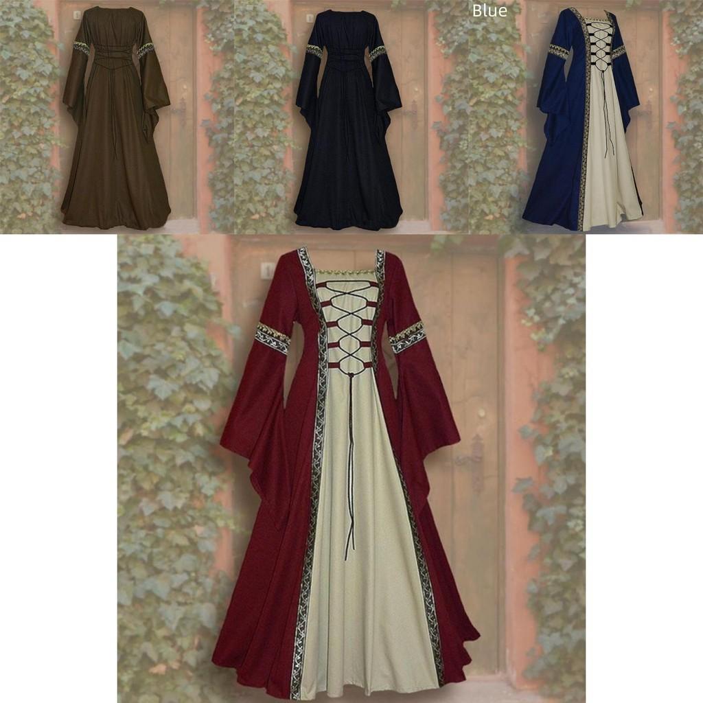 Elegantes Vintage Maskenball-Kleid in Blau für Damen-Halloween-Kostüm