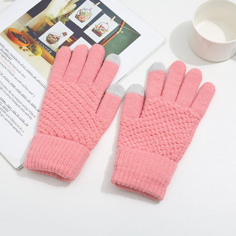 Students Windproof and Warm Korean Knitted Wool Gloves Simple Gloves Autumn and Winter Riding Warm and Velvet