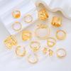 15 Pcs/Set Hip Hop Creative Irregular Rings for Women Men Punk Gold Color Exaggerated Hollow Out Knuckle Joint Ring Jewelry Gift