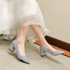 Fashion New 2025 Spring Women Pumps Pointed Toe High-heeled Shoes Sequin Women's Single Thick Heel Party Wedding Dress Shoes Large Size