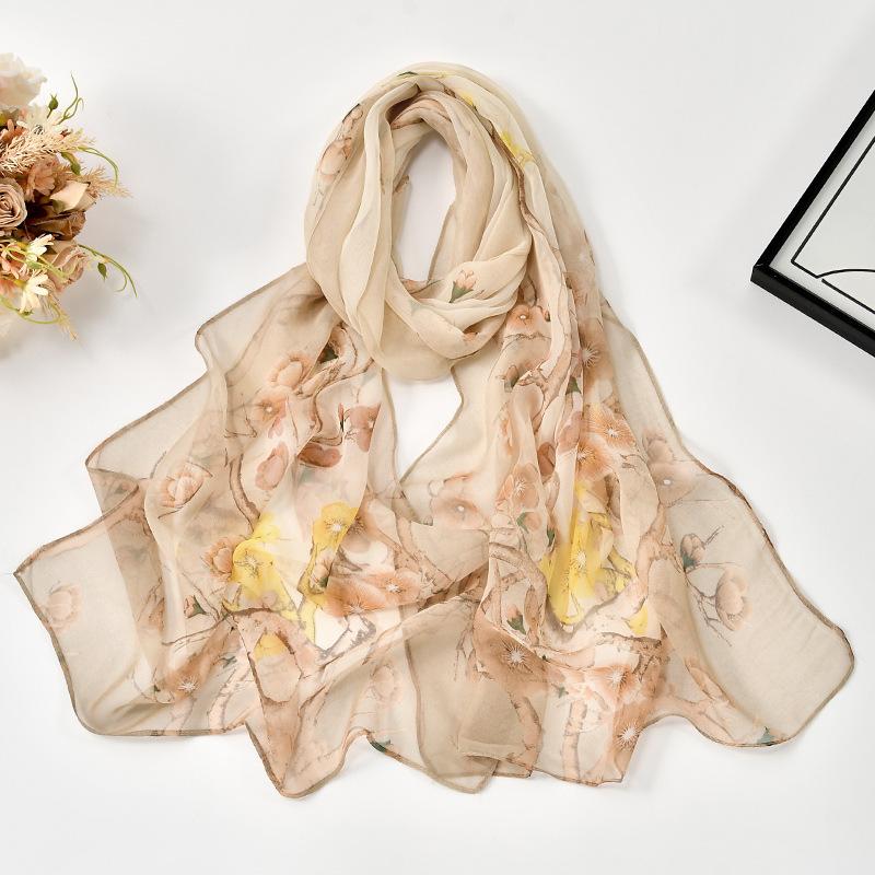 - Fashion Georgette Sunscreen Silk Scarf Beach Scarf Long Women'S Decorative Thin Silk Scarf Scarf