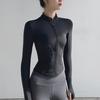 Women's Nylon Fitness Jacket - Elastic, Quick-Drying, Long-Sleeve Top for Spring/Autumn Running, Sports, Training, and Yoga.
