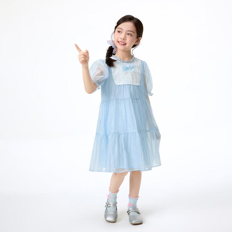 Girls' Colorful Sequin Bow Puff Sleeve Dress