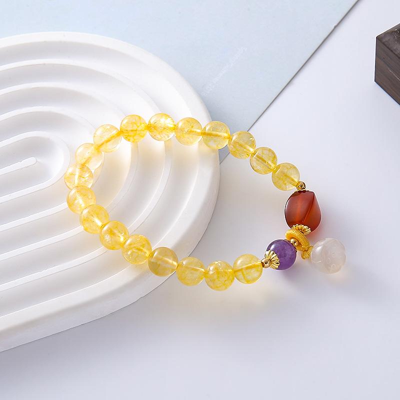 

Natural amethyst round bead bracelet. Bangles Women Fashion Jewelry daily accessories Gift цітриновий