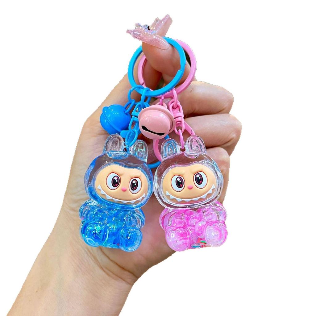 Labubu Plüschpuppe Handy-Anhänger: Niedlicher, farbenfroher, transparenter Rucksack-Anhänger-Schlüsselanhänger