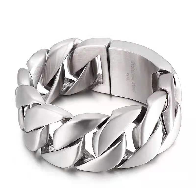 Pulseira de Corrente Curb Cubana Cor Ouro Prata Pesada 26MM Homens Mulheres Hiphop Arco-íris Aço Inoxidável Biker Moto Pulseira Joia