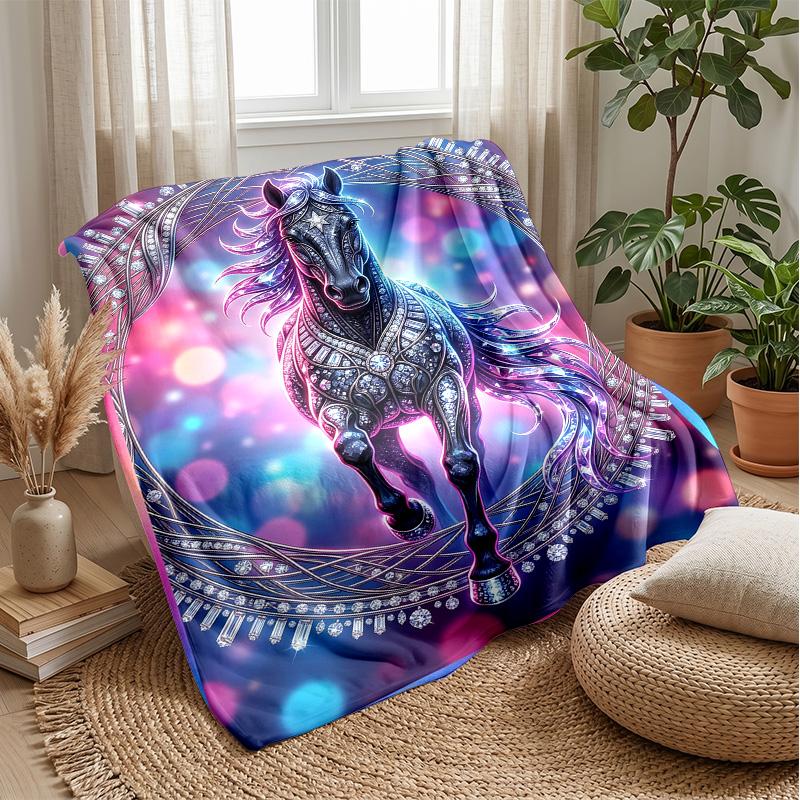 Magical Horse Dance 1 Theme Blanket Lightweight Warm Flannel Blanket Decorative Throw Blanket for Home Decoration