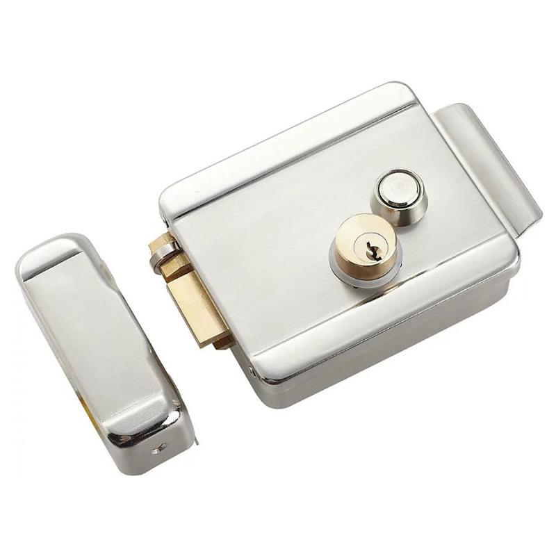 Polished Stainless Steel Anti-Drilling Electric Lock Durable Smart Indoor Garage Door Opener Universal Dr Access CAM Lock (White,Brushed single head electric control lock) белый