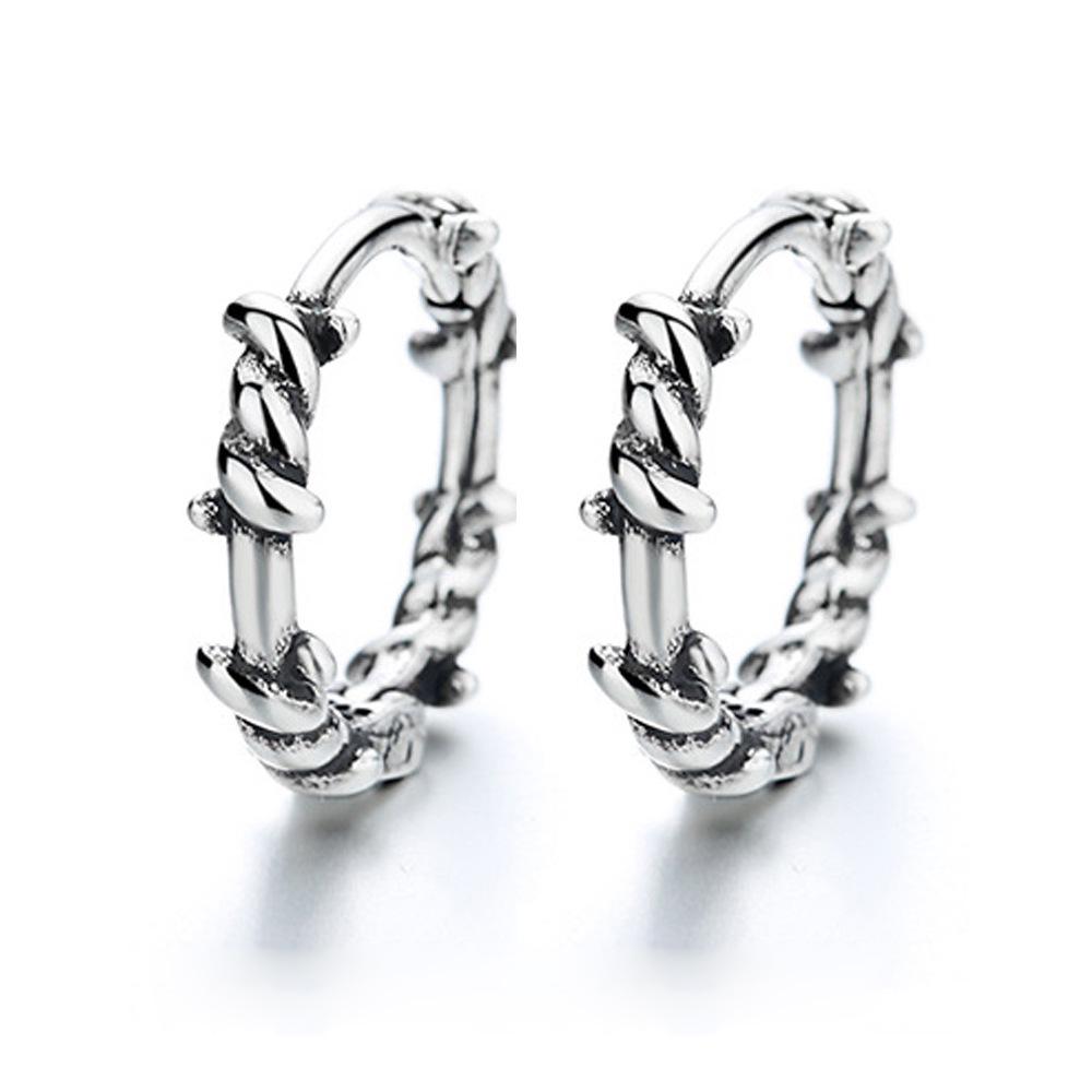 

Ретро серьги-кольца с обмоткой из лозы Yi Xuan - Мужской дизайн с состаренными шипами, Уникальный парный стиль. Copper