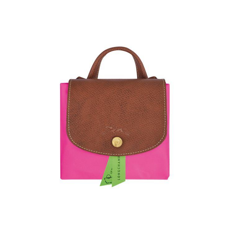 Longchamp Le Pliage 26 Snap Button Zipper Closure Leather Canvas Mini Backpack Women backpack Pink 1699089P73