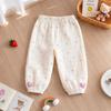 Girls Floral Cotton Muslin Anti Mosquito Pants Summer Breathable Ankle Breeze Trousers Baby Soft Casual Leggings