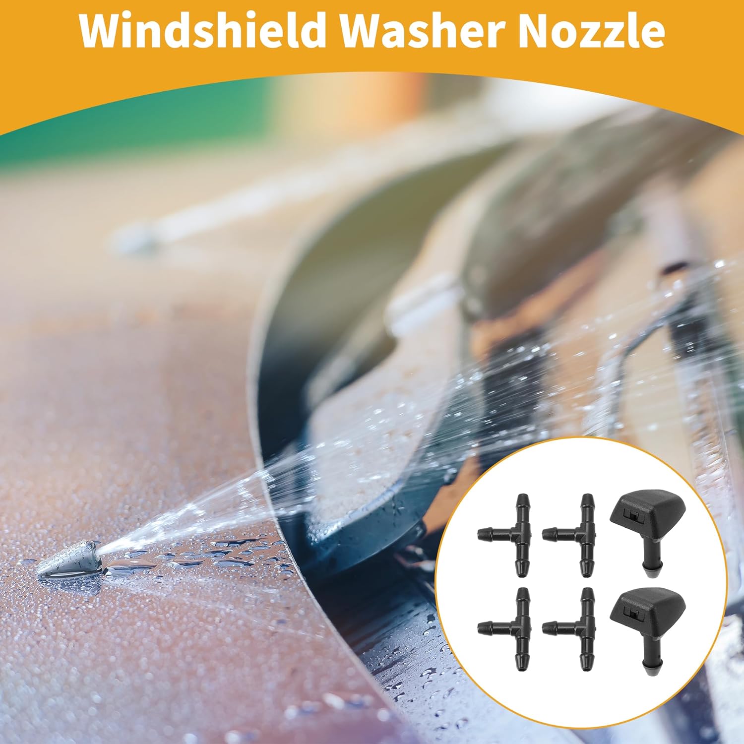 

Windshield Washer Nozzle Kit for Volvo C30 2007-2013 Windshield Spray Nozzles Wiper Spray Washer Jet No.30655605 4 Pcs t Hose Connector