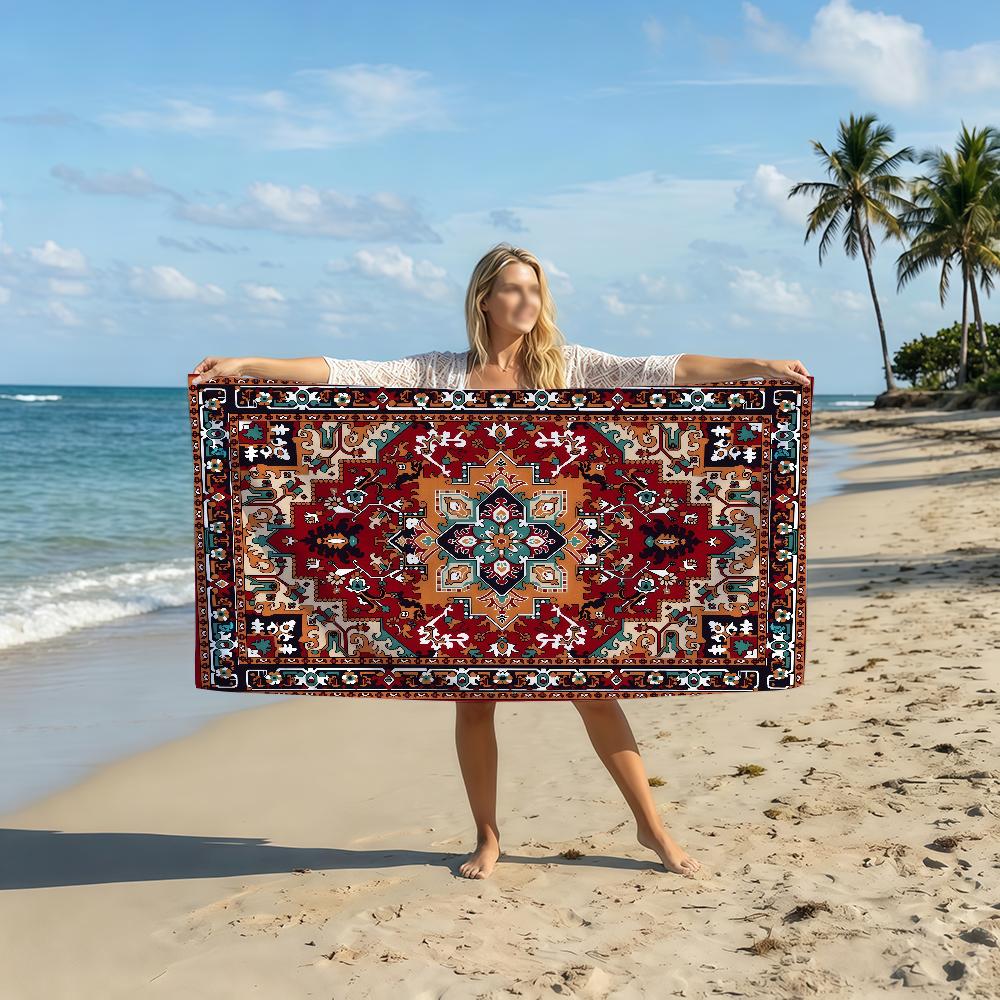 Persian Carpet Pattern Towel Soft Pool Gift For Travel Gym Shower Camping Quick Dry Sports Beach Towel