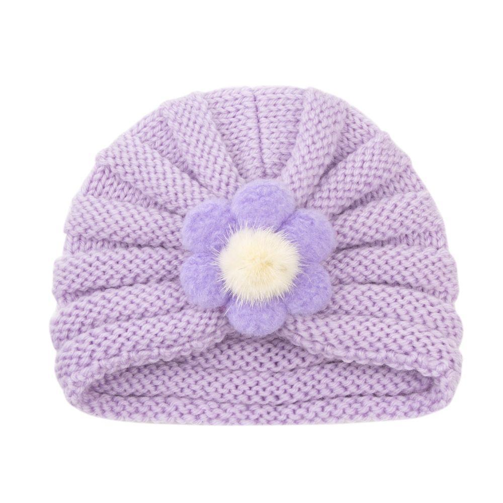 Toddler Outdoor Big Flower Infant Newborn Winter Baby Hat Beanie Cap Knitted Hats Kids Bonnet Hat