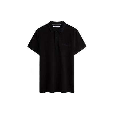 Casual Striped Trim Embroidered Breathable Short Sleeve Polo Shirt Men Polo Shirts Space-Black ZM01604-BAE