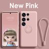 Liquid Silicone Phone Case For Samsung Galaxy S21 S20 FE S23 S22 Plus Note 20 Ultra 5G Cover with Magnetic Ring Holder and Strap