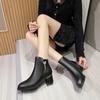 Winter Boots for Women  High Quality Black Matte Women's Boots Comfortable Square Heel Zipper Platform Boots Botas De Mujer