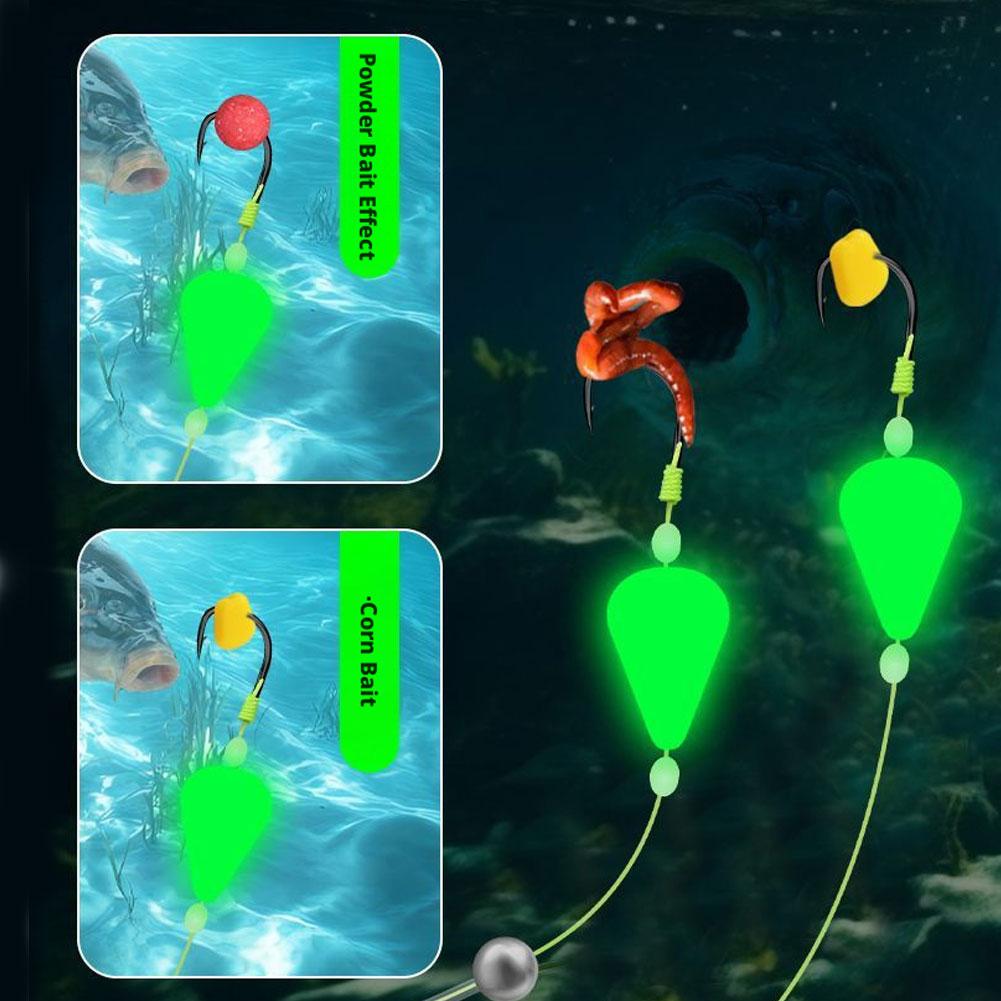 1 PCS Luminous Reverse Off Bottom Double Hook Line Set Reverse Fishing Hook Subline Teaser Fishing European Carp Inverted Rig