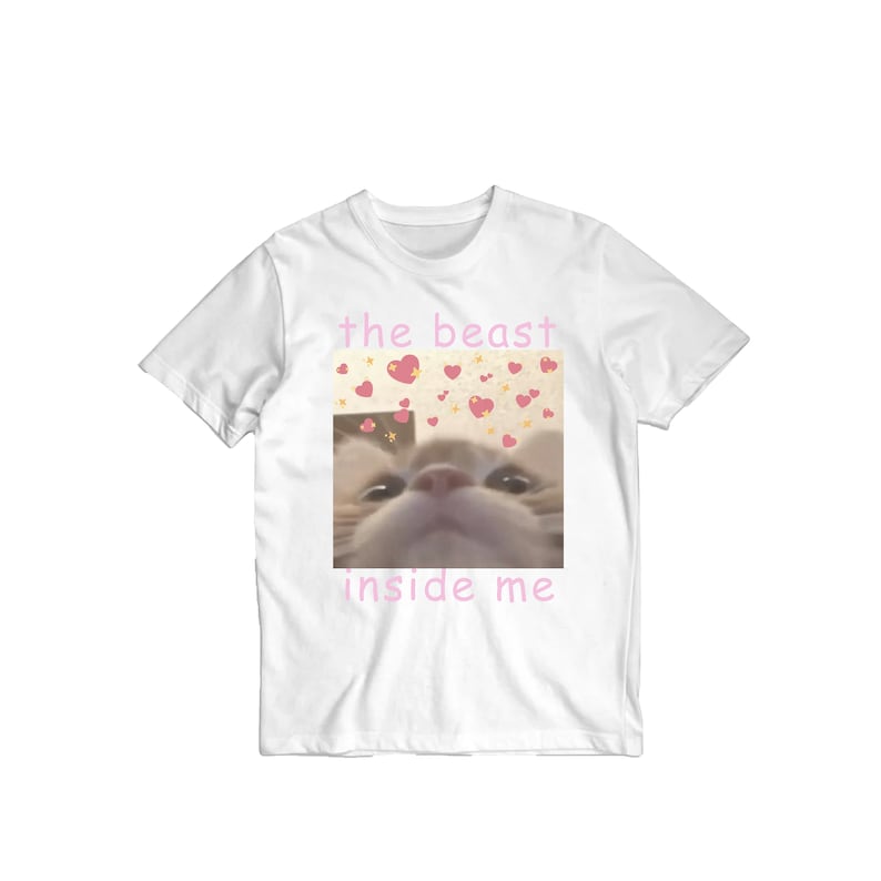 The Beast Inside Me Cat Meme T-shirt Gift for Women Dank Memes Tee Shirt Inappropriate Shirts Silly Cats Tees Unhinged T-shirt