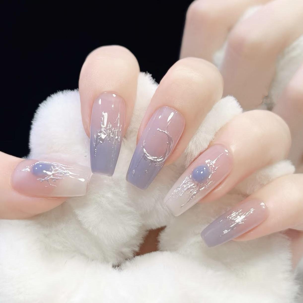 

Purple Cat Eye Romantic Long-Wear Gilded Nail Art Patches