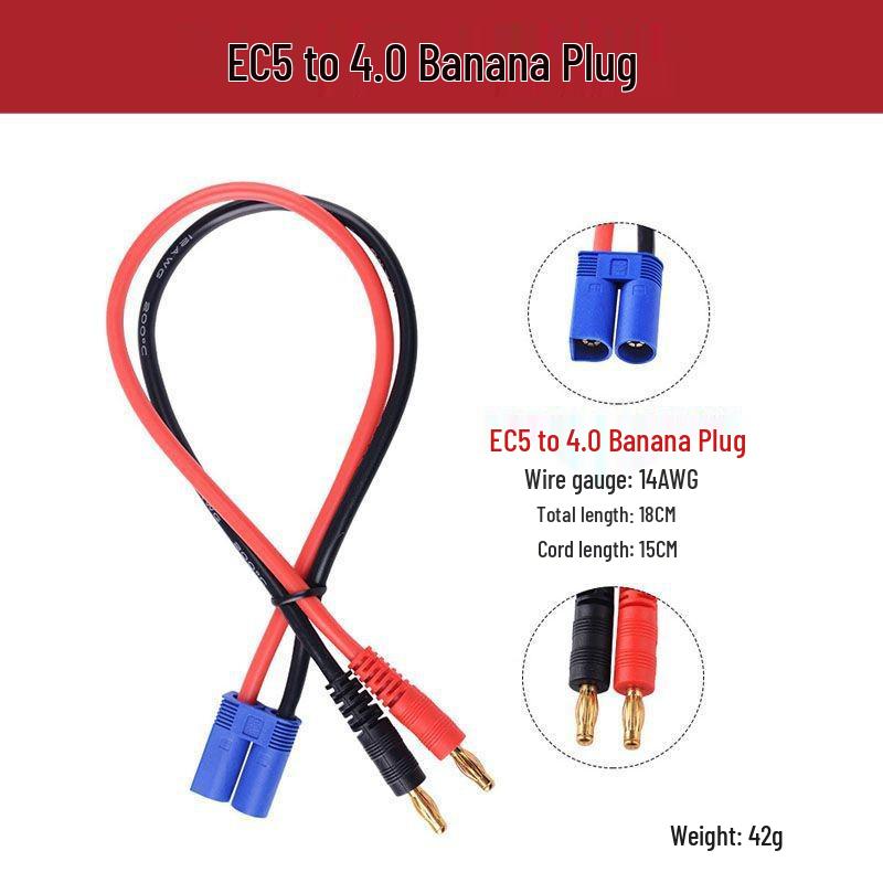 XT60 Banana Plug to EC5 T Plug JST Connector Cable for RC Drones and Tamiya Models