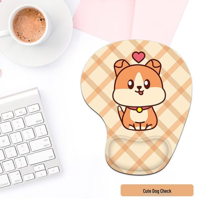 Cute Dog Plaid Mouse Pad with Wrist Rest