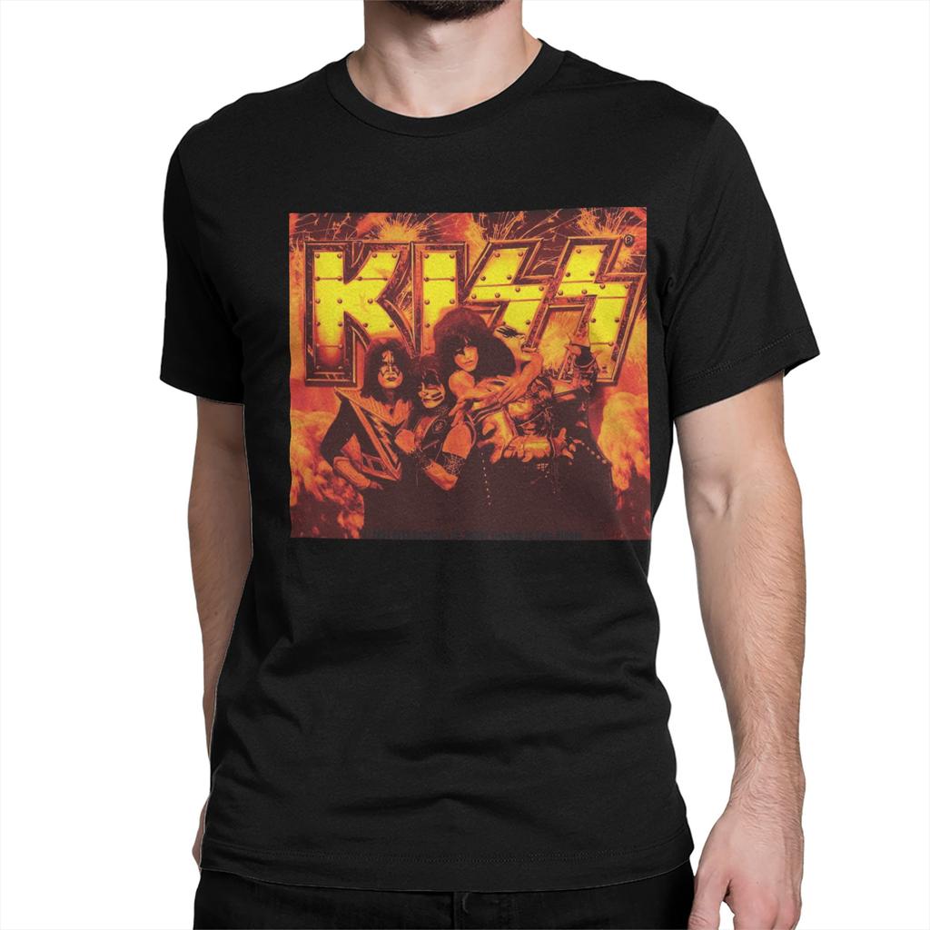 Harajuku T-Shirt Summer Ace Frehley Spaceman Kiss Band Popular T-Shirts  Pure Cotton Tshirt Men Fun Pattern Short Sleeve Top Tee