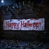 Decorative Scene Setup Large Happy Halloween Banner for Outside, 70 x 15 Inch Yard Sign Front Porch Decor Flag, Spooky Welcome Garden Fence Home Party