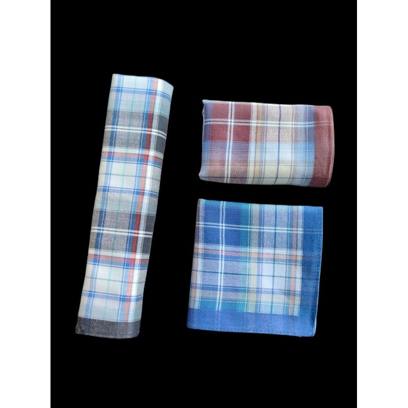 

Cotton Men Handkerchief Gingham Series Soft Sweat-Absorbent Carry out Towel Retro Style Gift for Elders Tricolor