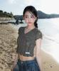 ROSEFRANTZ Rose Lace Slim T-Shirt [Khaki]